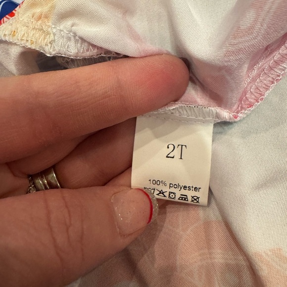 Groovy Gator Girl’s Dress White W/ Colorful Pineapples Elastic Ruffle Neck Sz 2T - Picture 6 of 7